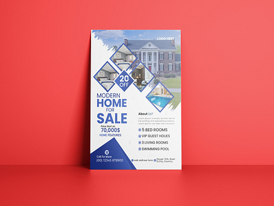 Modern Home For Sale Flyer Design branding design flyer for graphic design home illustration modern sale vector