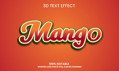 Mango 3d Text Effect Design 3d design effect graphic design illustration mango modern text vector