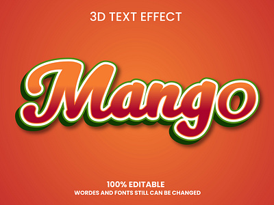 Mango 3d Text Effect Design 3d design effect graphic design illustration mango modern text vector