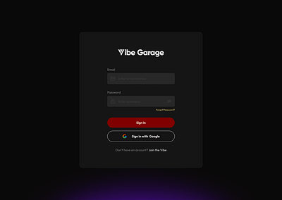 Vibe Garage login page app auth inspiration login music product design shot sign in ui website