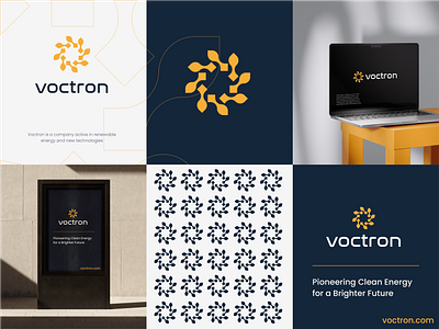 voctron branding digital green leaf logo pixel renewable energy sun sustainable