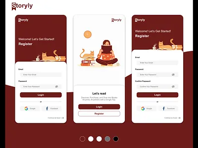 Storyly Book Reading App app design book reading app illustration library onboarding screen ui ux