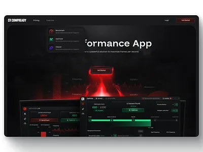 Compready App - Landing Page app landing page pc performance performance saas tech web app