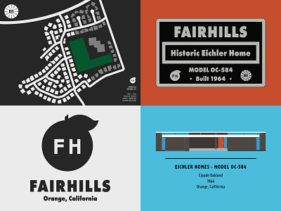 Fairhills Eichler community - custom artwork adobe illustrator architecture california eichler house drawing illustration logo logo design map design map illustration mid century modern minimalism minimalist signage design vector vector art vector illustration