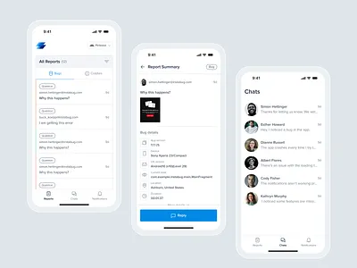 Instabug App Concept app app design app ui bugs chat chats design homepage layout messages minimal mobile app mobile app design ui ui design ui ux ui ux design user experience user interface ux design