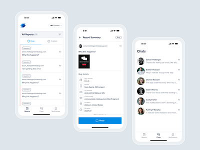 Instabug App Concept app app design app ui bugs chat chats design homepage layout messages minimal mobile app mobile app design ui ui design ui ux ui ux design user experience user interface ux design