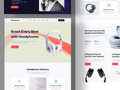 Musicland - E-commerce Landing Page clean design e commerce ecommerce ecommerce website headphone landing landing page minimal music shop web design website website design