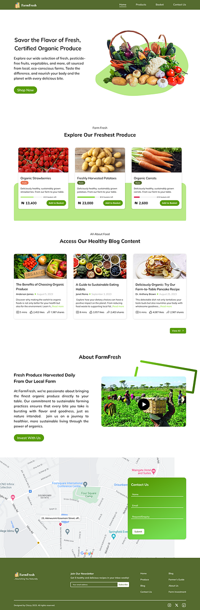 Organic Farm Website farm farmtotable freshproduce figma figma design freshproduce organic produce sustainable living ui uiinspiration uiux web design