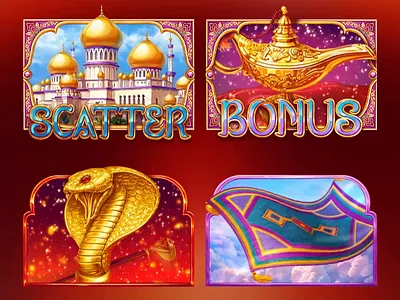 Slot Game "Aladdin's Genie" - Animation of the game characters agrabah aladdin aladdin symbols alddin slot animation carpet characters characters art characters design gambling game art game design graphic design lamp motion graphics slot characters slot design slot symbols snake symbols