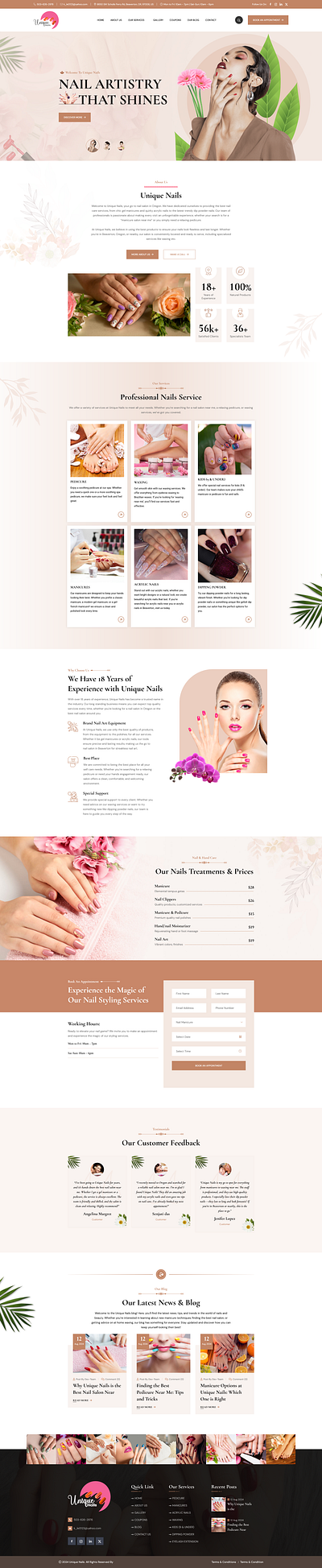 Nail Salon Booking Website Design nails salon nails salon website salon ui salon website website design website ui website ui design