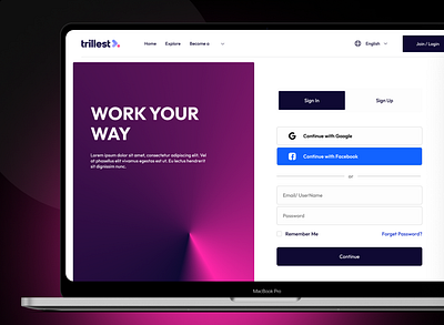 Login page | The Trillest | UI UX Design login page login page web ui sign in desktop app sign in web page ui ux design uiux website design welldux