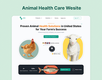 Animal Health Care Website agriculture animal animal care animal health design farm figma food health health care landing page landing page design pet care ui uiux ux web design web ui website website ui