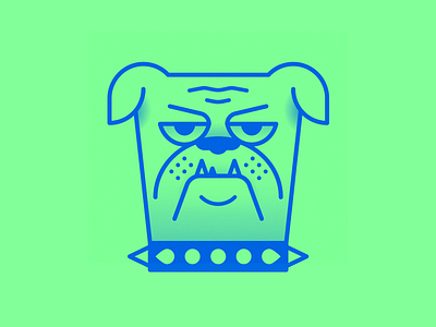 Doggy blue bulldog dawg dog green icon illustration kevinmoran sad