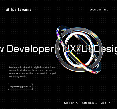 UX/UI | Web Designer Portfolio Website 3d interactiondesign portfoliodesign ui uxui webdesign