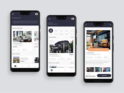 Home Rent App Design apartment application graphic design home hotel location map mobile mobileapp real estate rentapp ui ui ux ux villa
