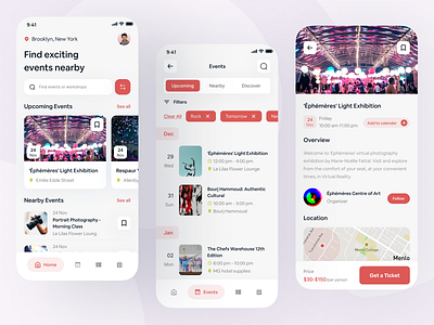 EventHive - Event Booking App Concept app application booking booking app clean design event event app events minimal minimalist mobile nearby events popular shot product product design ticket ticketing ui ux