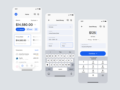 Digital Wallet Mobile App - UI Exploration design finance app minimalist mobile mobile app design mobile ui product design project ui ux vector wallet