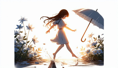 Goodbye summers anime art challenge design illustration rain summers weeklywarmup