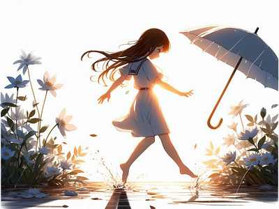 Goodbye summers anime art challenge design illustration rain summers weeklywarmup