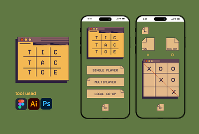 TIC TAC TOE - MOBILE GAME adobe adobe illustrator branding casual game co op design figma game game project graphic design illustration illustrator mobile mobile game photoshop tic tac toe ui