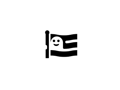 SPOOKY black flag ghost minimal negative space simple wavy white