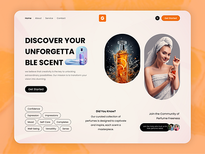 Perfume Brand Website Header UI/UX Design branding graphic design perfume brand perfume ui ui uiux ux web design website