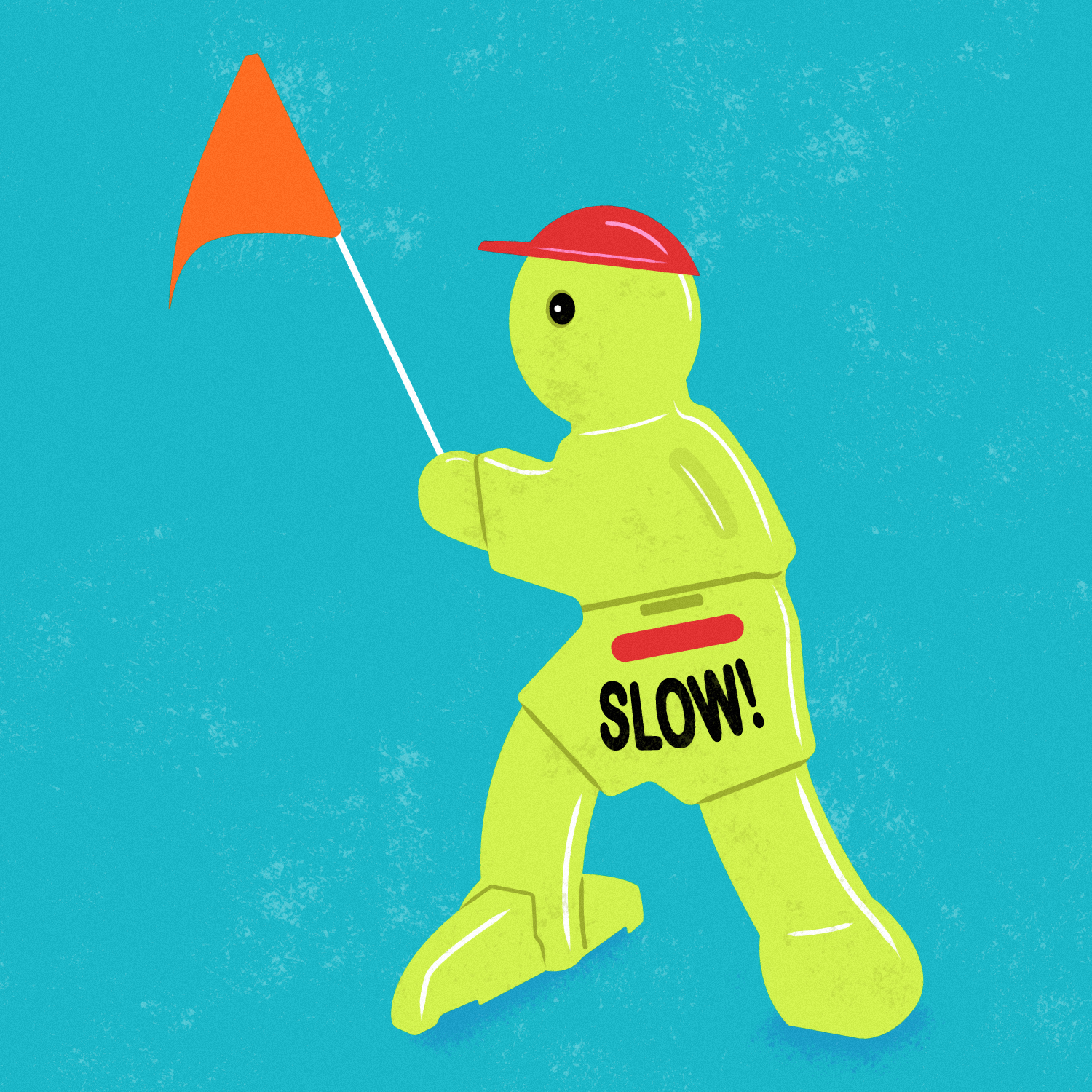 Slow and Steady! caution children cute flags illustration kids neighborhood neon green parents roads safety signage slow streets tortoise turtles vector