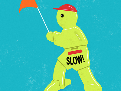 Slow and Steady! caution children cute flags illustration kids neighborhood neon green parents roads safety signage slow streets tortoise turtles vector