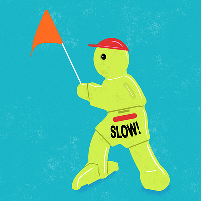 Slow and Steady! caution children cute flags illustration kids neighborhood neon green parents roads safety signage slow streets tortoise turtles vector