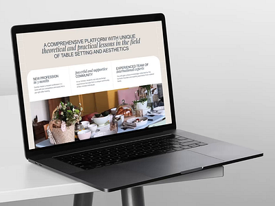Table Setting School — Desktop Version beige clean design desktop education educational website elegance homepage minimalism responsive school table setting ui ux design uxui visual design visual storytelling web design website design