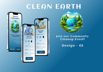 Clean Earth - Design for Signup/Login Page - Day 1 #DailyUI app community design earth login ngo plant signin signup social trees ui ux