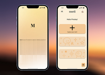 Morii - A gratitude-focused social media app app graphic design ui ux