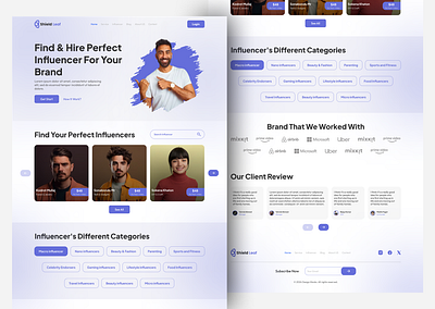 Influencer Marketplace Landing Page Design agency website animation branding design influencer landing page motion graphics product design social trend ui ui design uiux user interface ux ux design web design web ui website design