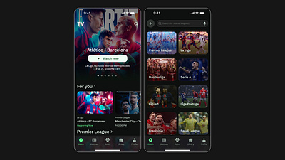 Live Stream Soccer Home App ⚽️ 🟩 app appdesign barca branding championsleague design figma football footballapp green illustration ios logo realmadrid soccer soccerapp ucl ui ux