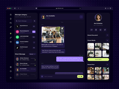 Intuitive Web Chat Design attachment chat chat app chat app web chat list chat management chatting chatting app chatting management conversation dark chat dark mode dashboard profile chat shared file social media video call web app web chat web chatting app