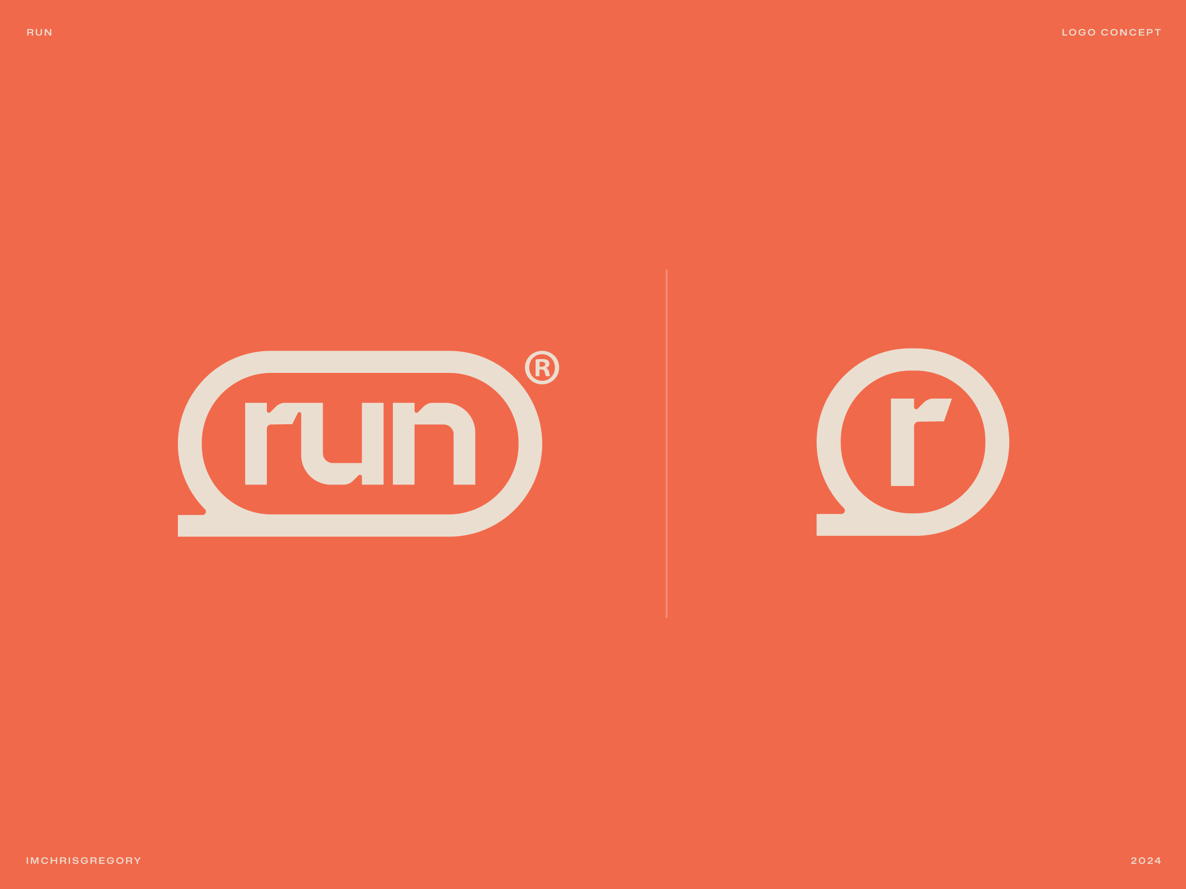 Run logo concept athletics branding letters logo red running sports type