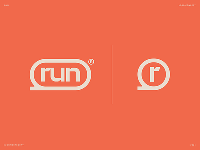 Run logo concept athletics branding letters logo red running sports type