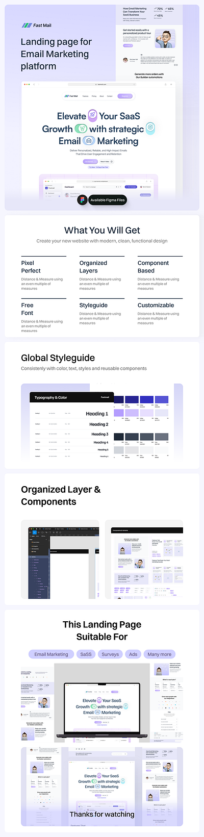 Fast Mail - Landing Page for Email Marketing Platform ads app clean design email figma freebies marketing marketing platform saas ui web