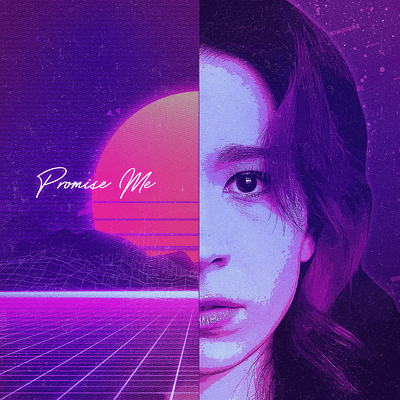 "Promise Me" Album Art for Sunfyre 80s album album art branding cd cover design graphic design music music packaging new music promise me retro sunfyre sunset synthwave vaporwave vector