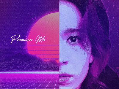 "Promise Me" Album Art for Sunfyre 80s album album art branding cd cover design graphic design music music packaging new music promise me retro sunfyre sunset synthwave vaporwave vector