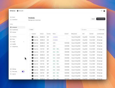 Filters || Invoices || Dashboard dashboard filters product design prototype saas web design