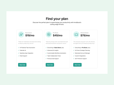 Pricing section