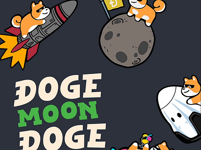 Doge Meme Illustrations with Animation animation crypto cryptocurrency dip doge illustration meme moon rocket