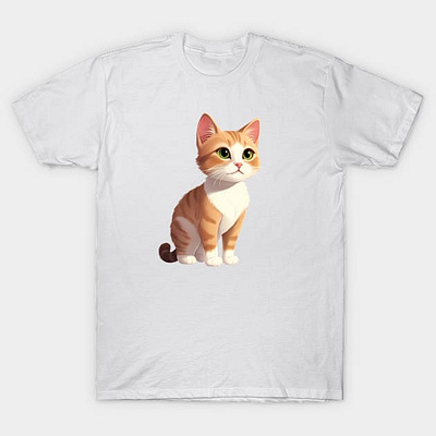 little cat cute with orange and white fur illustration T-Shirt 3d background business cat christmas design event graphic design holiday illustration kitty orange pet png teepublic white