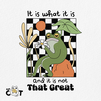 It is what it is funny frog groovy frog illustration pod print on demand retro retro design retro frog