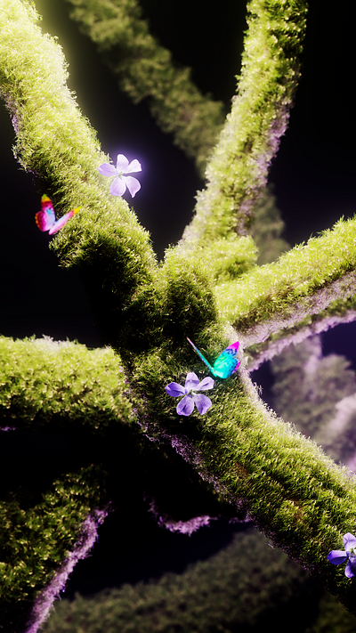 3D Mossy Forest 3d 3dart butterfly forest tree