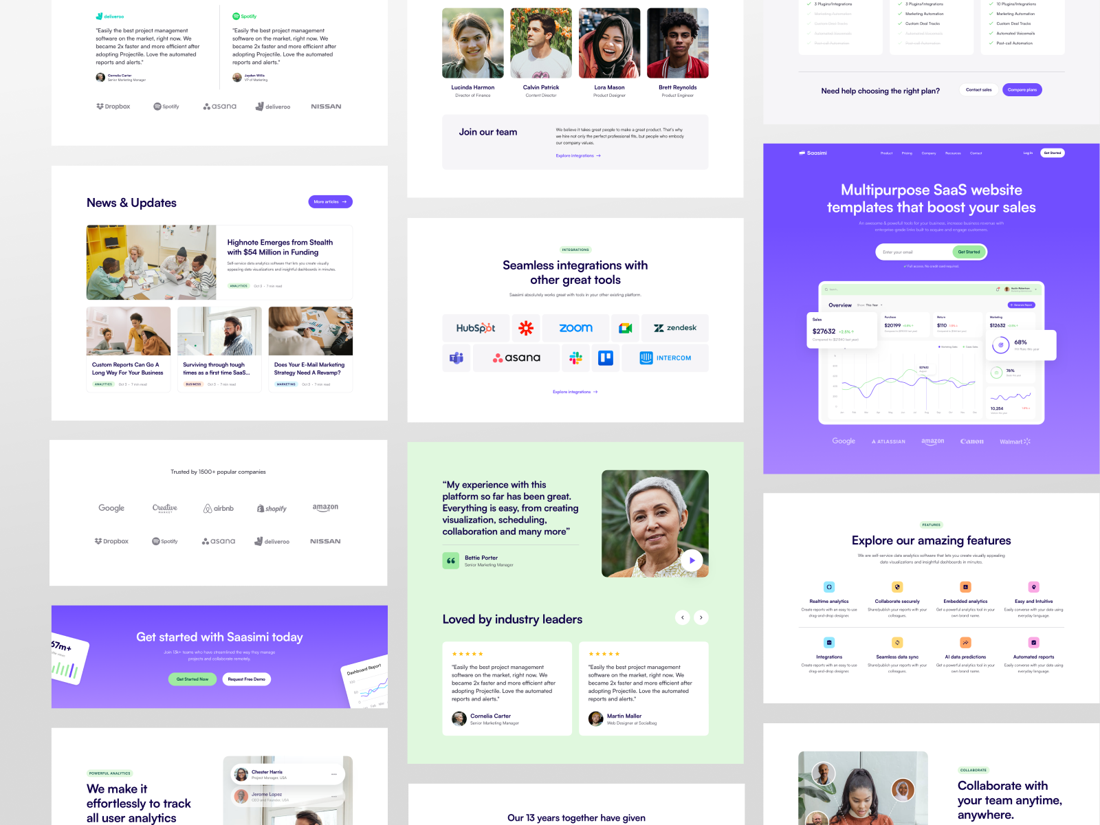 Example of Modular Blocks Landing Page Creator for SaaS Products