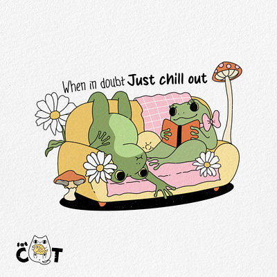 When in doubt Just chill out funny frog groovy frog illustration pod print on demand retro retro design t shirt design