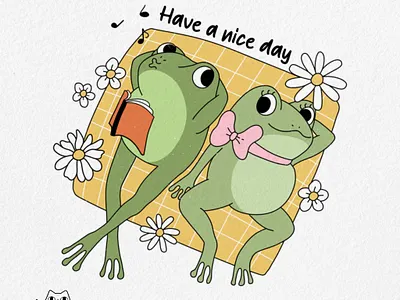 Have a nice day funny frog groovy frog illustration pod print on demand retro retro design t shirt design