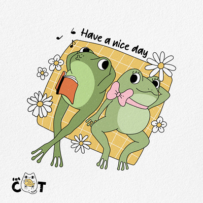 Have a nice day funny frog groovy frog illustration pod print on demand retro retro design t shirt design